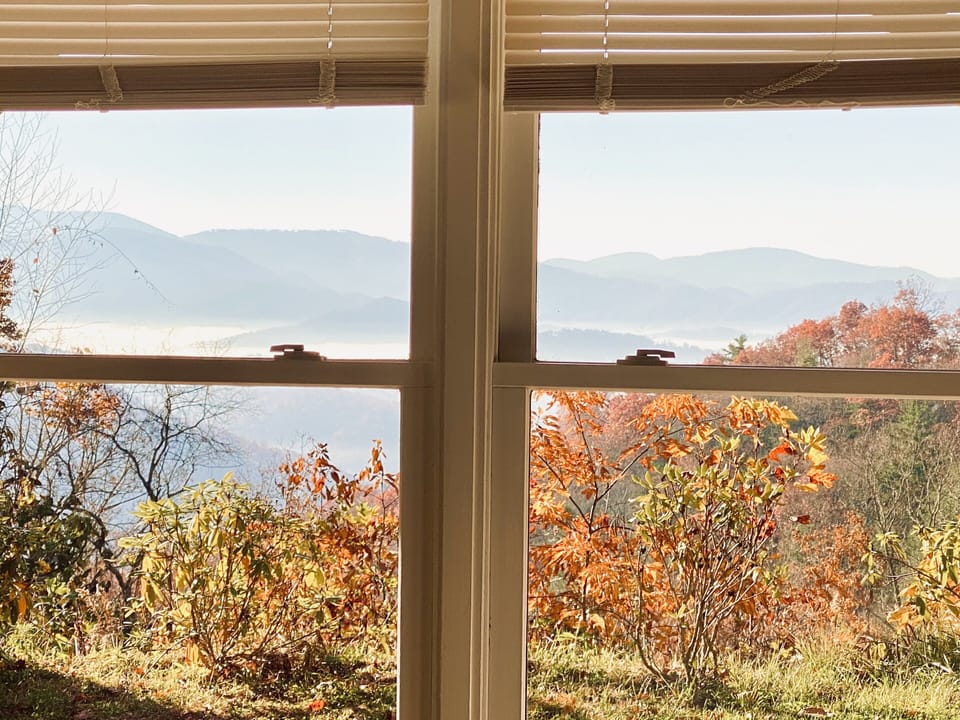 View of mountains from downstairs master suite.