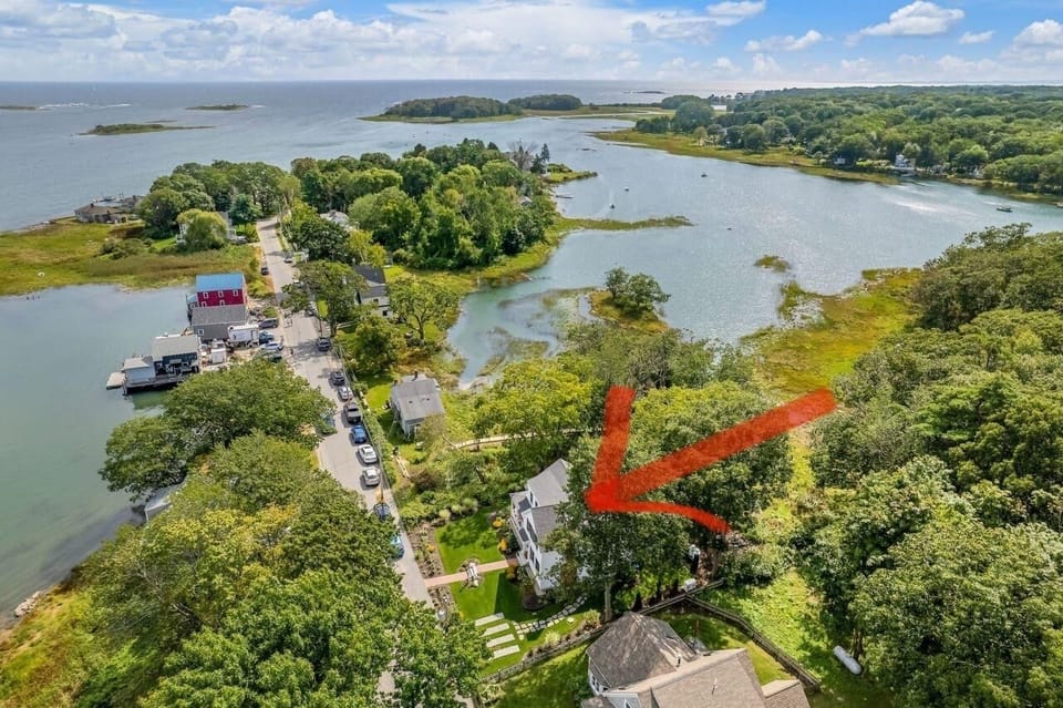 Aerial view of house.