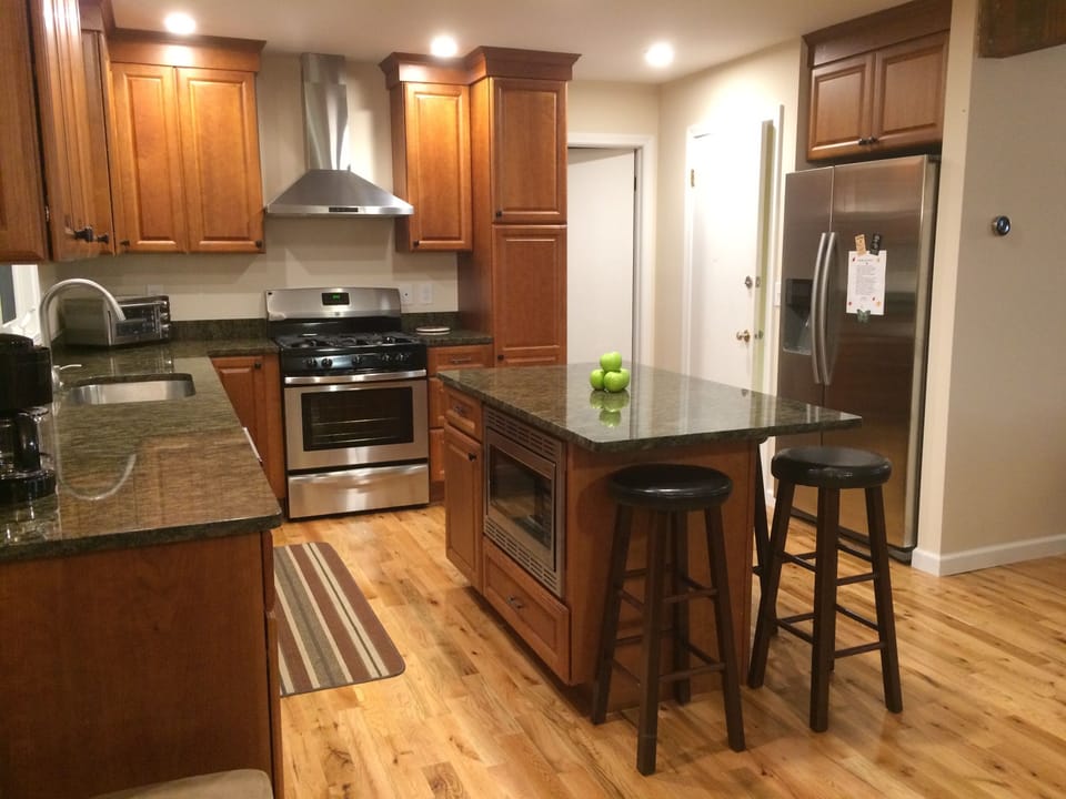 Everything in this picture is brand new.  Frig w/ filtered water,5 burner stove.