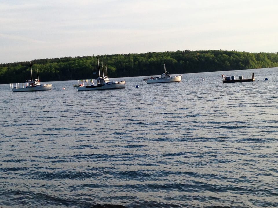 back yard view of lobster boats  