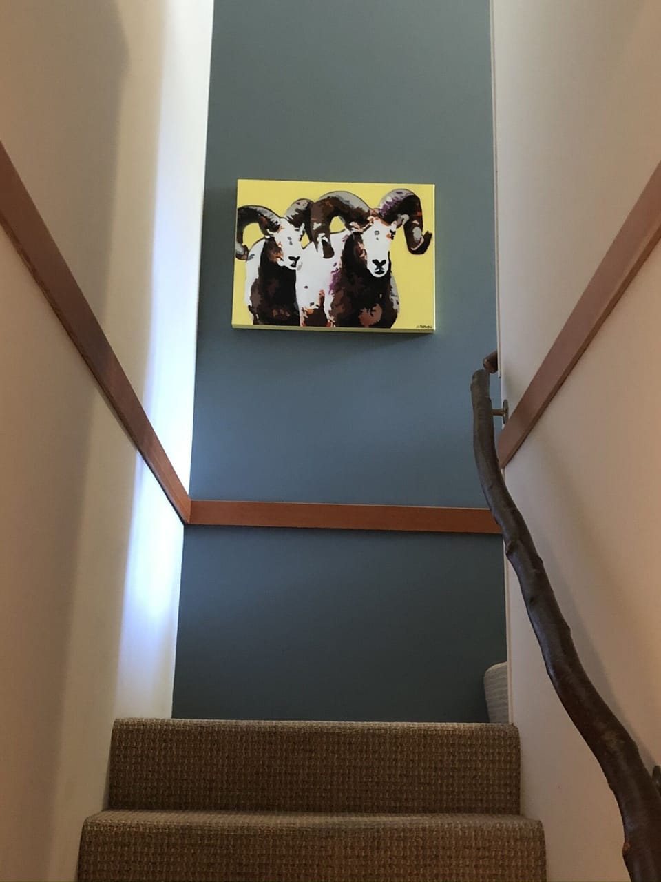 Looking up the stairs to the loft