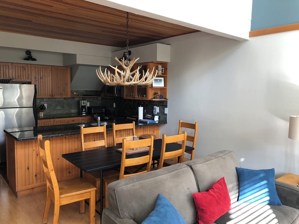 View from living room into the kitchen
