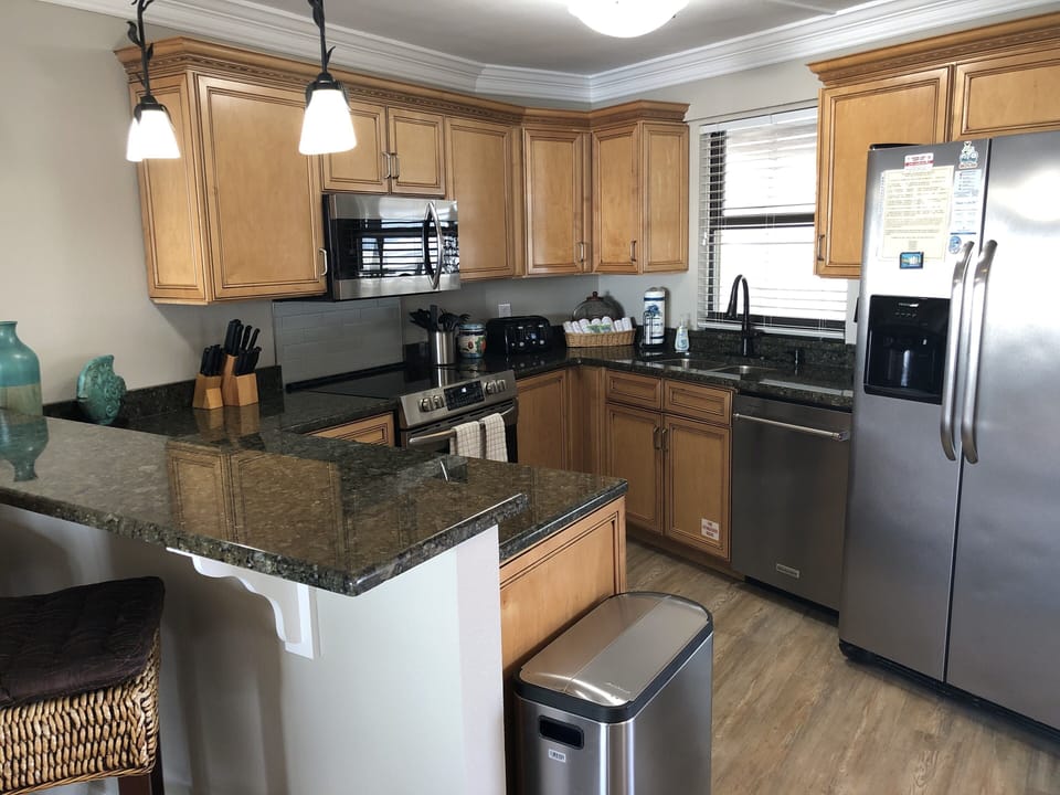 New kitchen appliances, paint, flooring, fixtures
