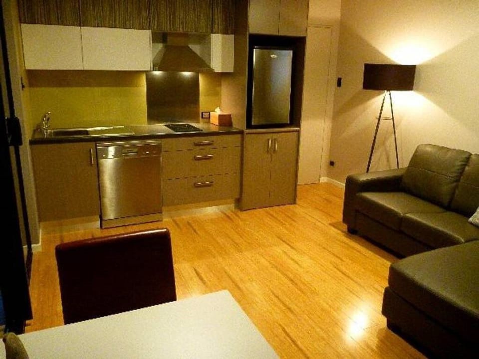 Modern stylish open plan layout, clean as a whistle.
