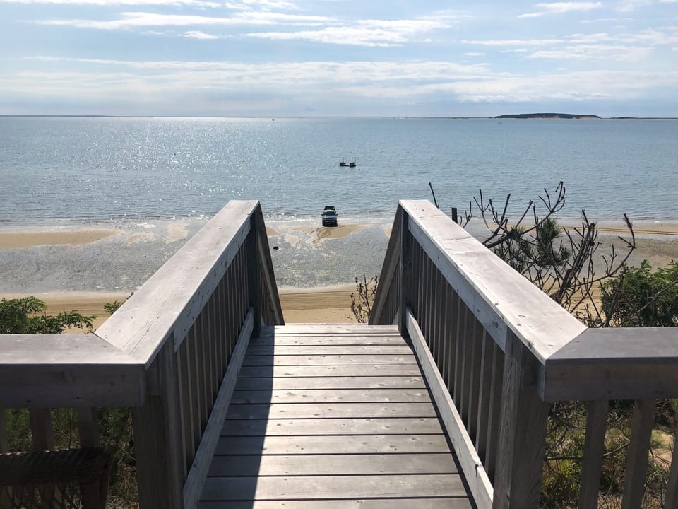 Beach stairs to our private beach below