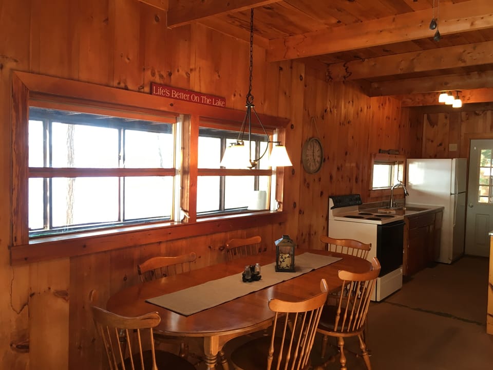 Casual knotty pine fully equipped kitchen     