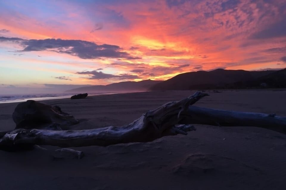 The beach at sunset