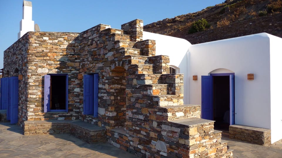 Part of the large outside terrace with traditional stone stairs to the roof