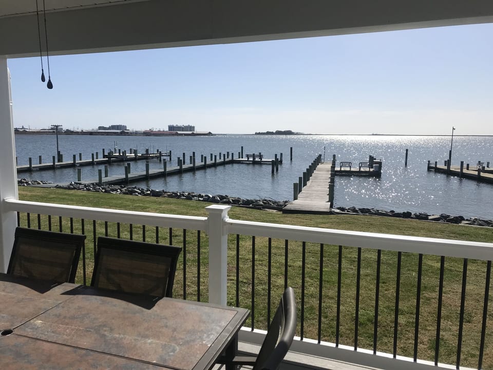 Covered outdoor dining with a view