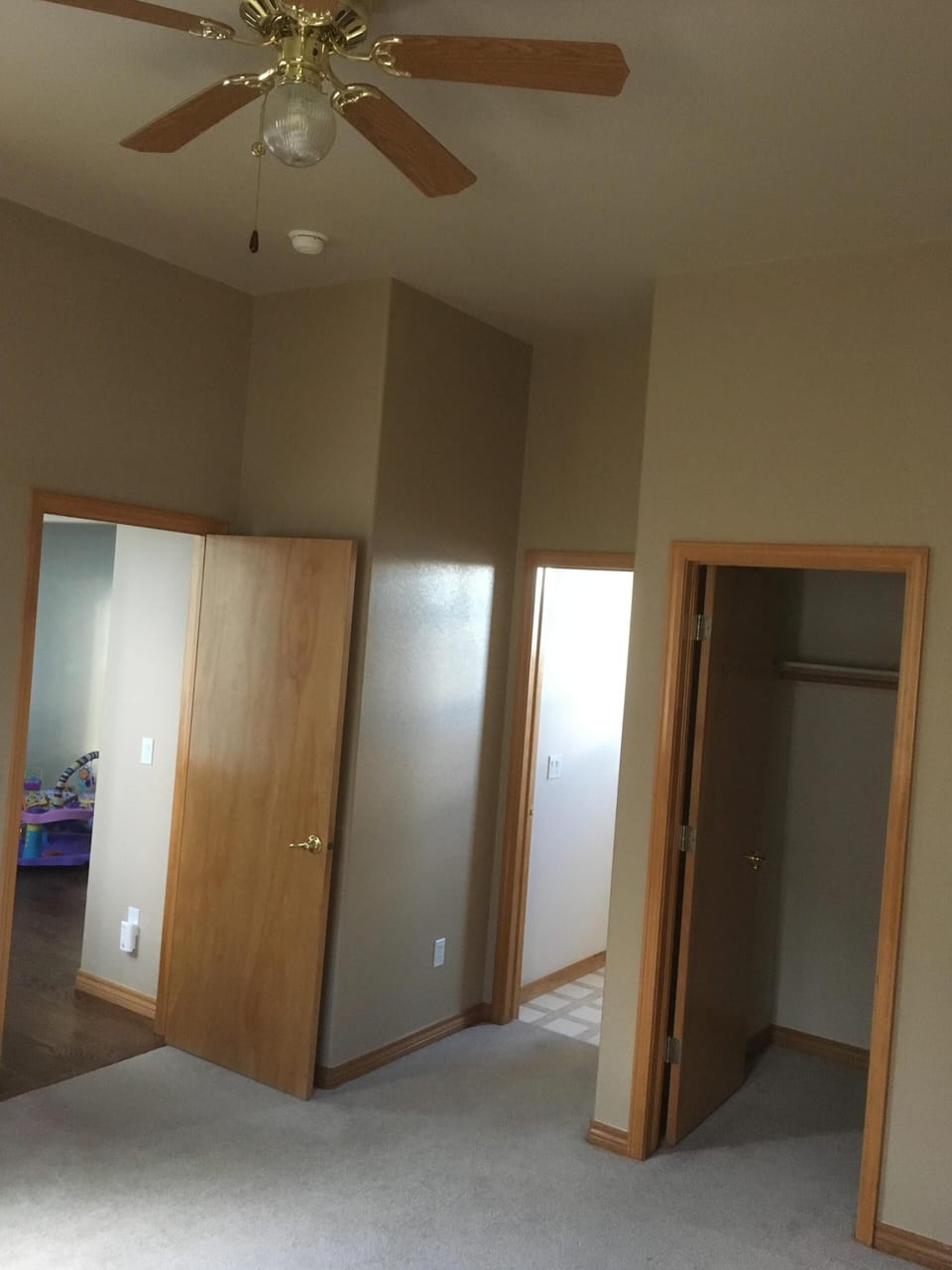 Large bedroom has private full bath and walk-in closet.