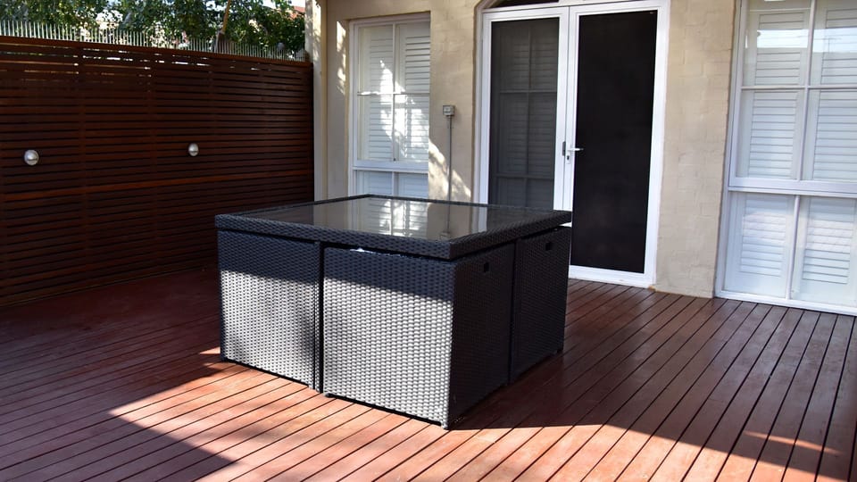 Alfresco dining all year round on the quiet undercover deck