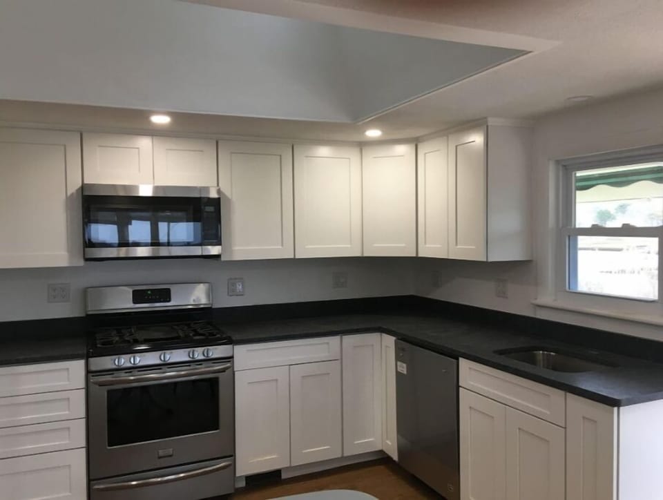 Open kitchen with water views