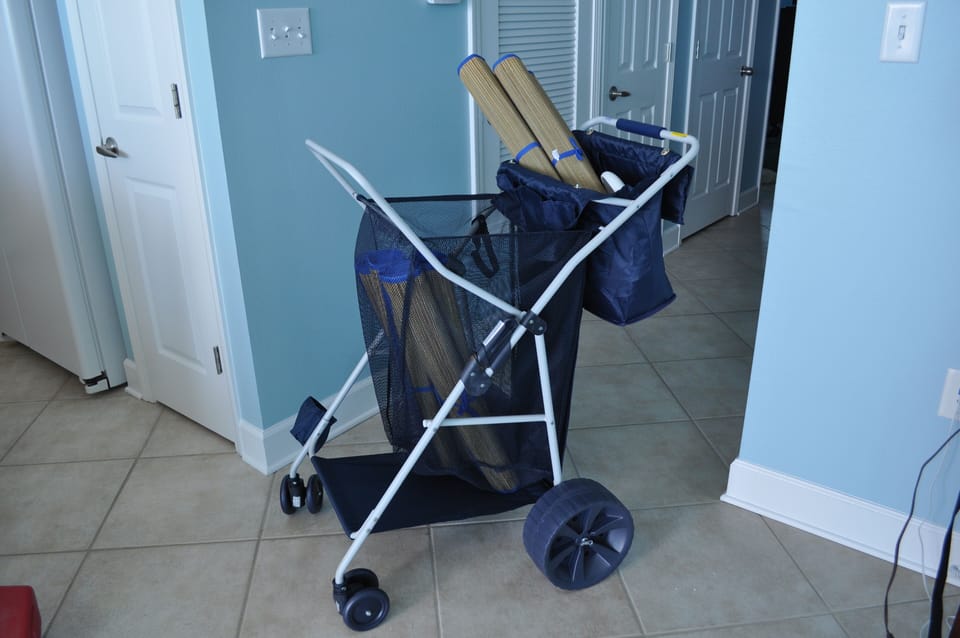 Beach cart, beach chairs and rolling cooler available for your use  