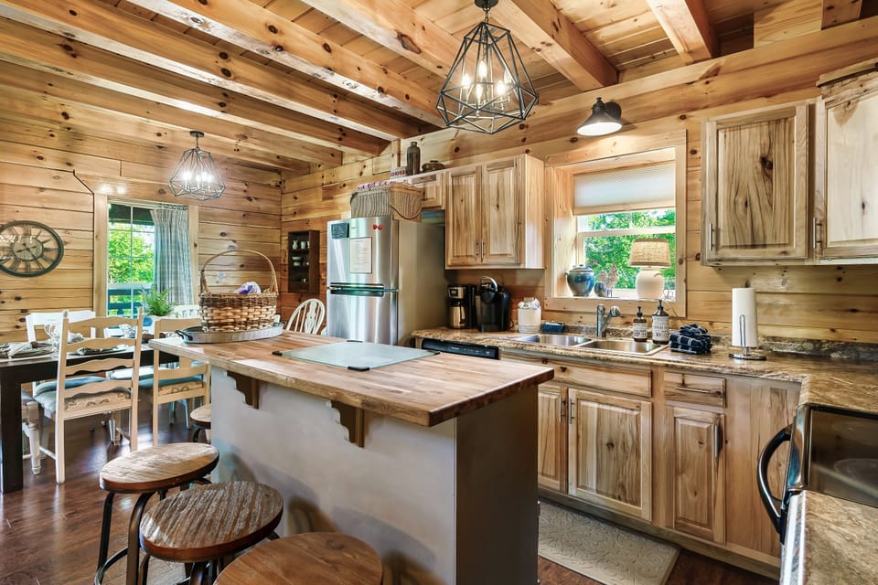 Whether cooking or heating up, its all there in this well equipped kitchen.
