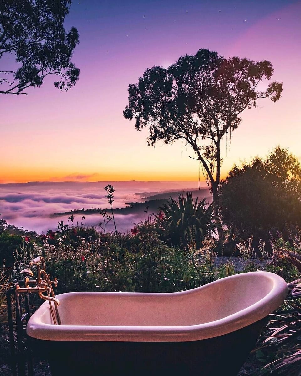 view from house and outdoor bath / indoor bath also available