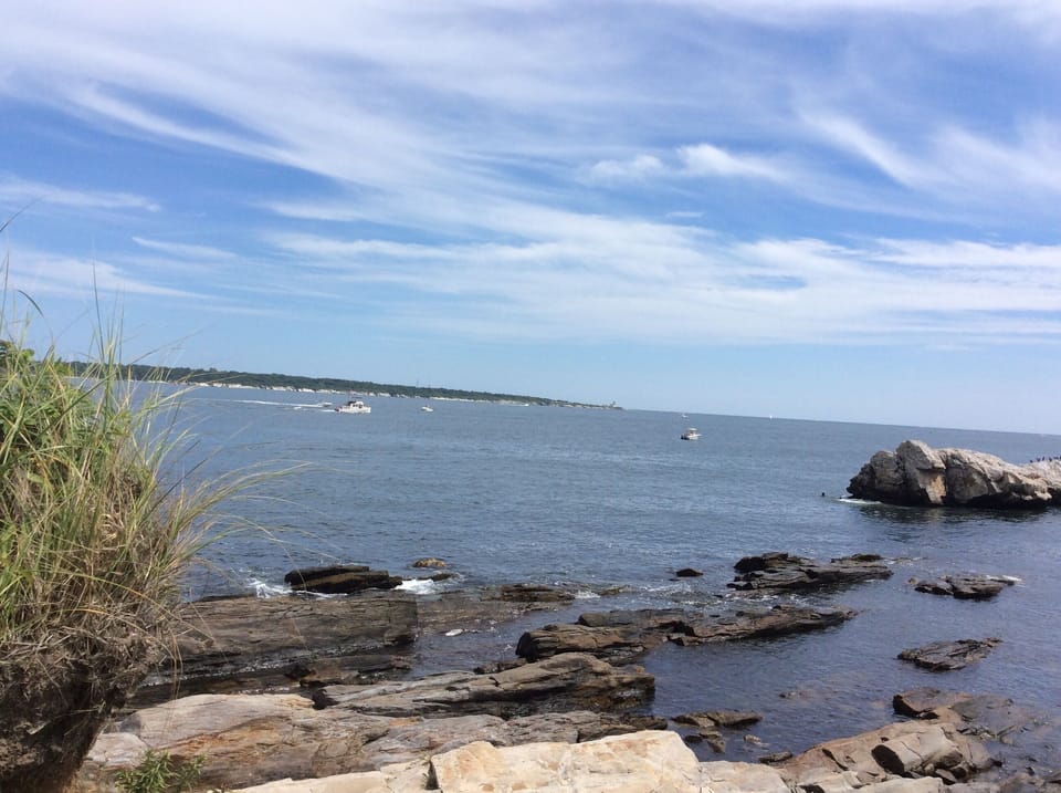 "Mermaid Rock" a short walk, with views of Beavertail Lighthouse.