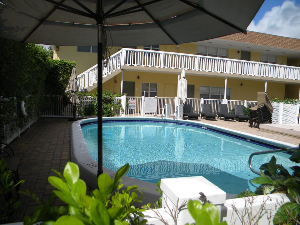 Nice lush, private courtyard with heated pool 