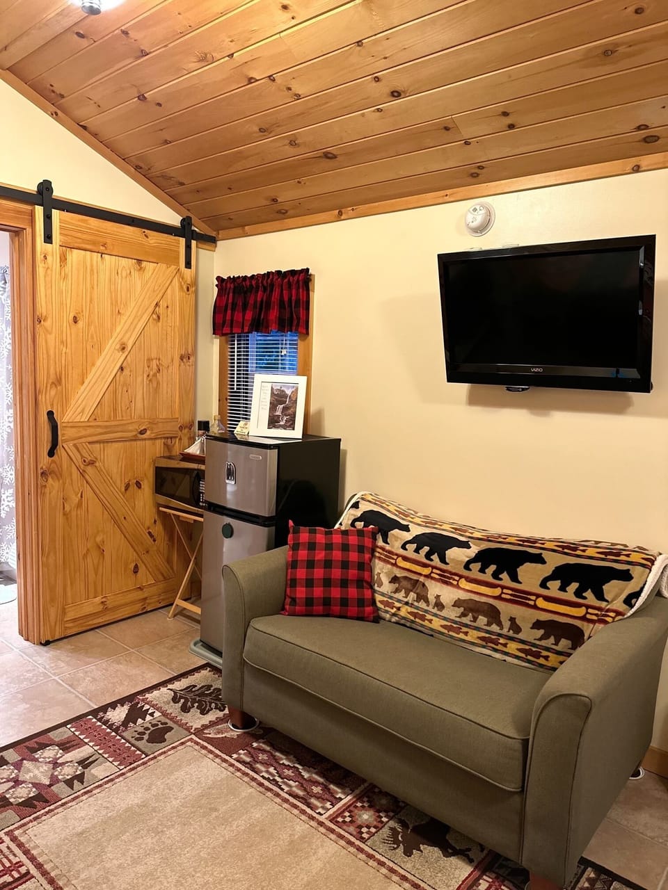 Smart TV for all your streaming needs! Microwave & Mini fridge always available