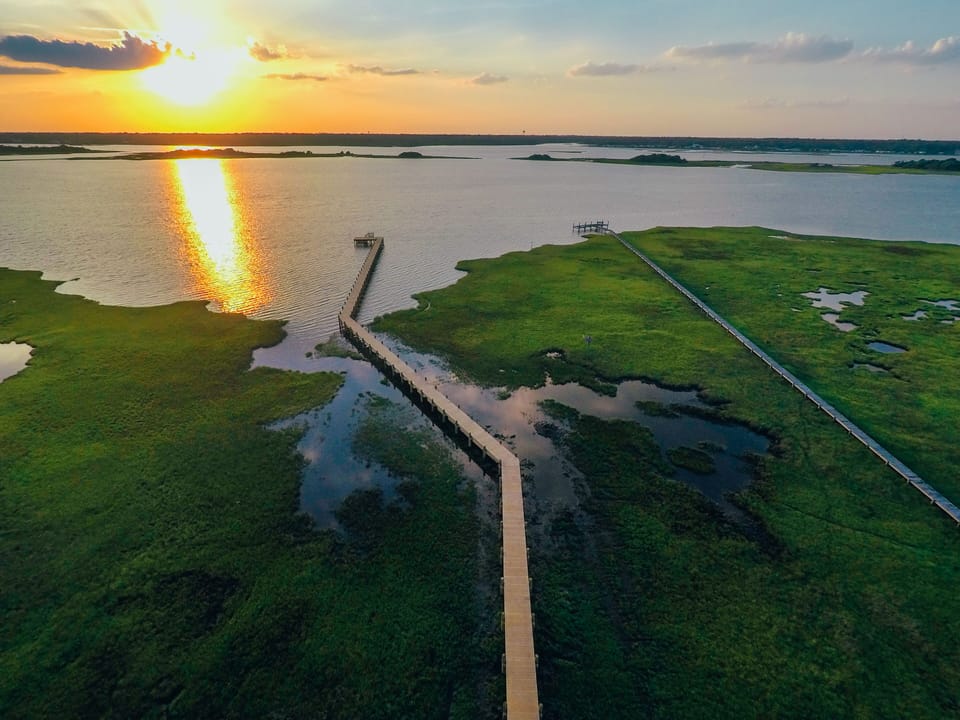 Aerial view of private neighborhood pier