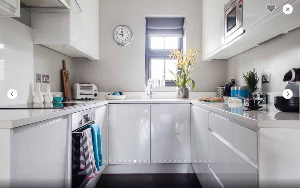New kitchen with white quartz counter, a Nespresso machine & all the appliances!