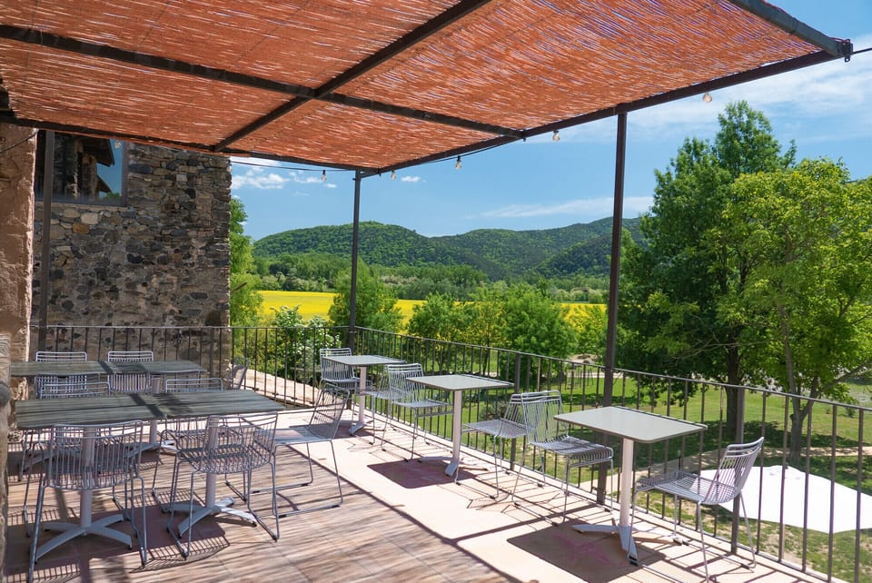 Enjoy luxury and scenery in this AuthenticCharming Country House with Private pool in La Garrotxa, featuring a panoramic terrace.