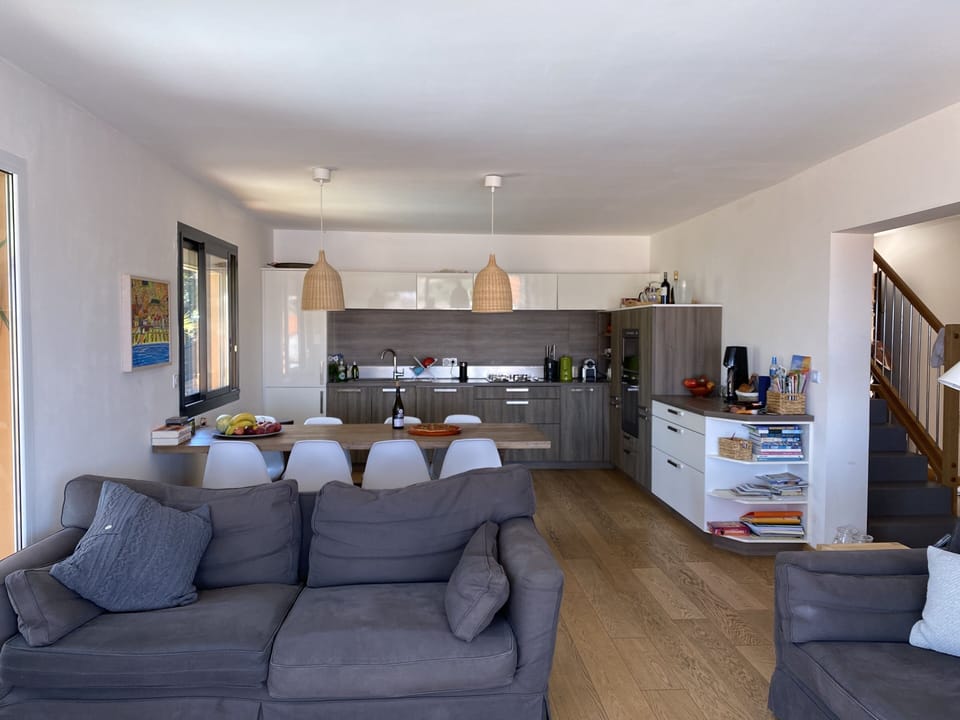 Kitchen and sitting room from the terrace