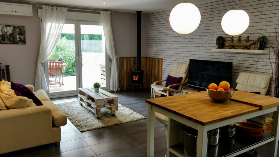 wood burning stove & living space