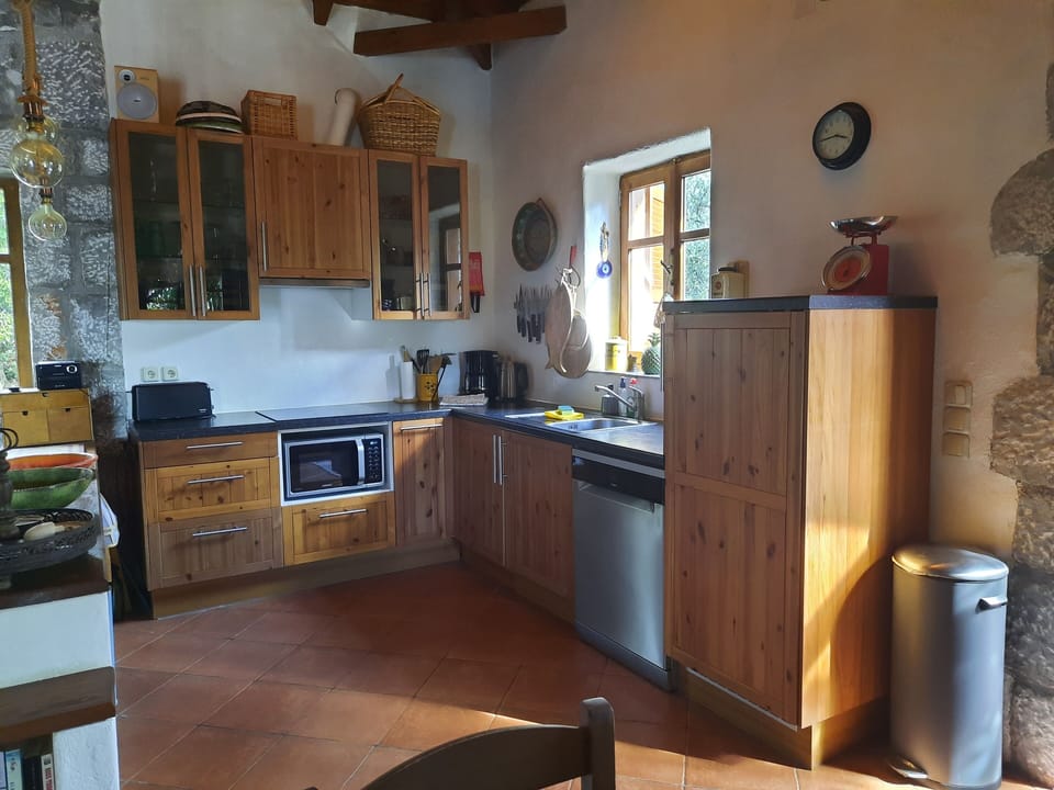 The kitchen of Villa to Kyma in Stoupa 
