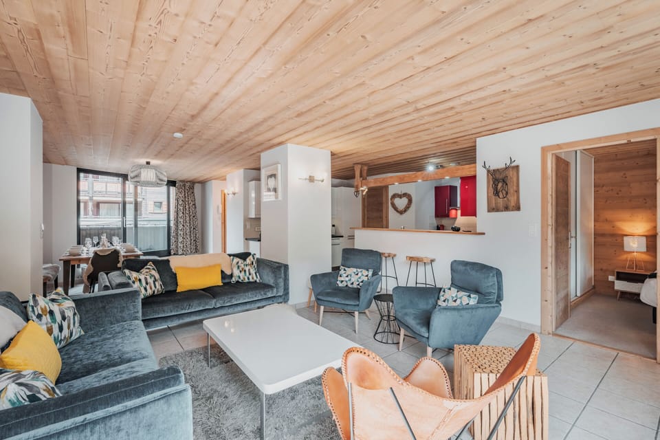 Living area, looking through to master bedroom