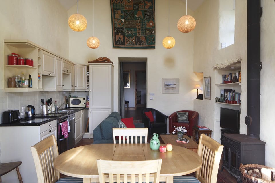 Living room showing Kitchen area