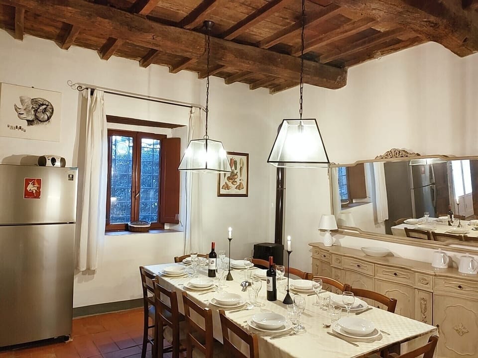 Atmospheric, very well equipped kitchen with big fridge.
