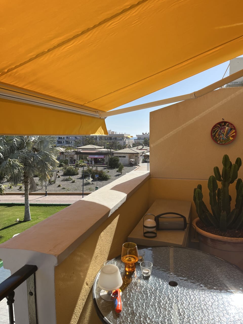 Two awnings make you feel comfortable when the sun is too hot. 