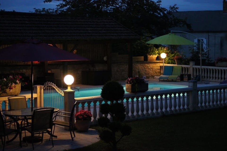 Warm evening by the pool
