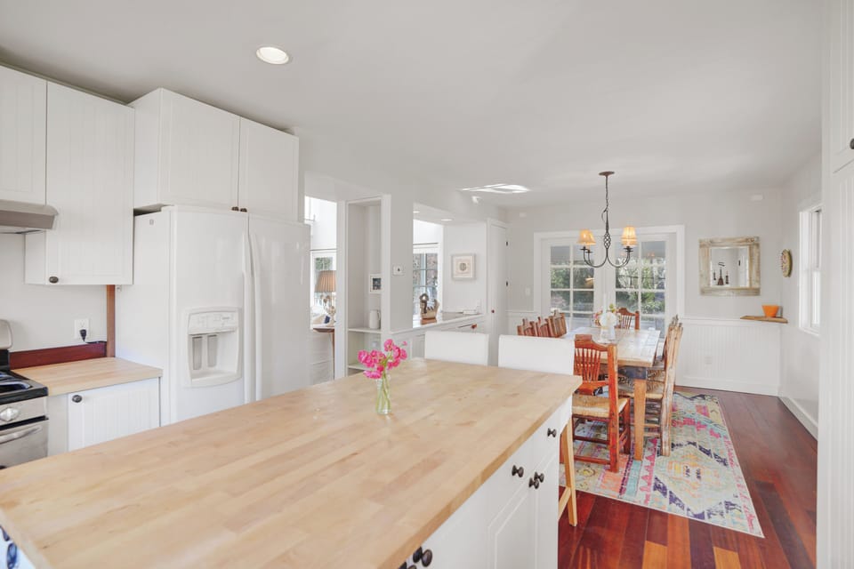 View from kitchen to dining room. 