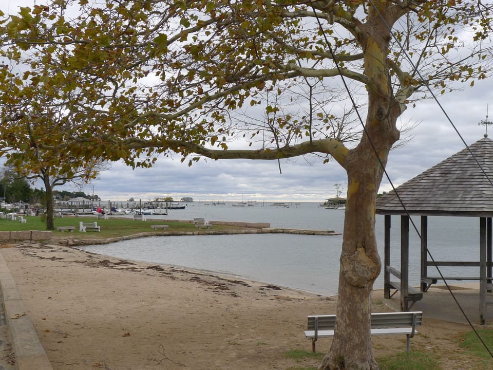 Stony Creek village has a small beach and great views of the Thimble Islands.