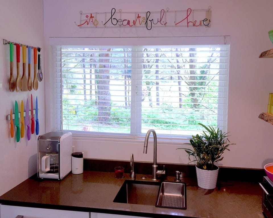 View to back yard from sink/prep area - everything is new, clean and works!