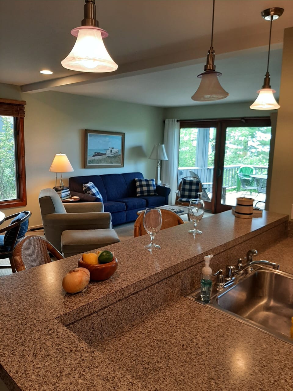 Cozy and comfortable with  a view of Sleeping Bear Bay.