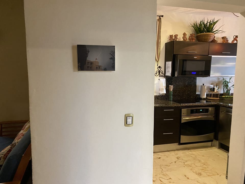 Kitchen view from common bathroom
