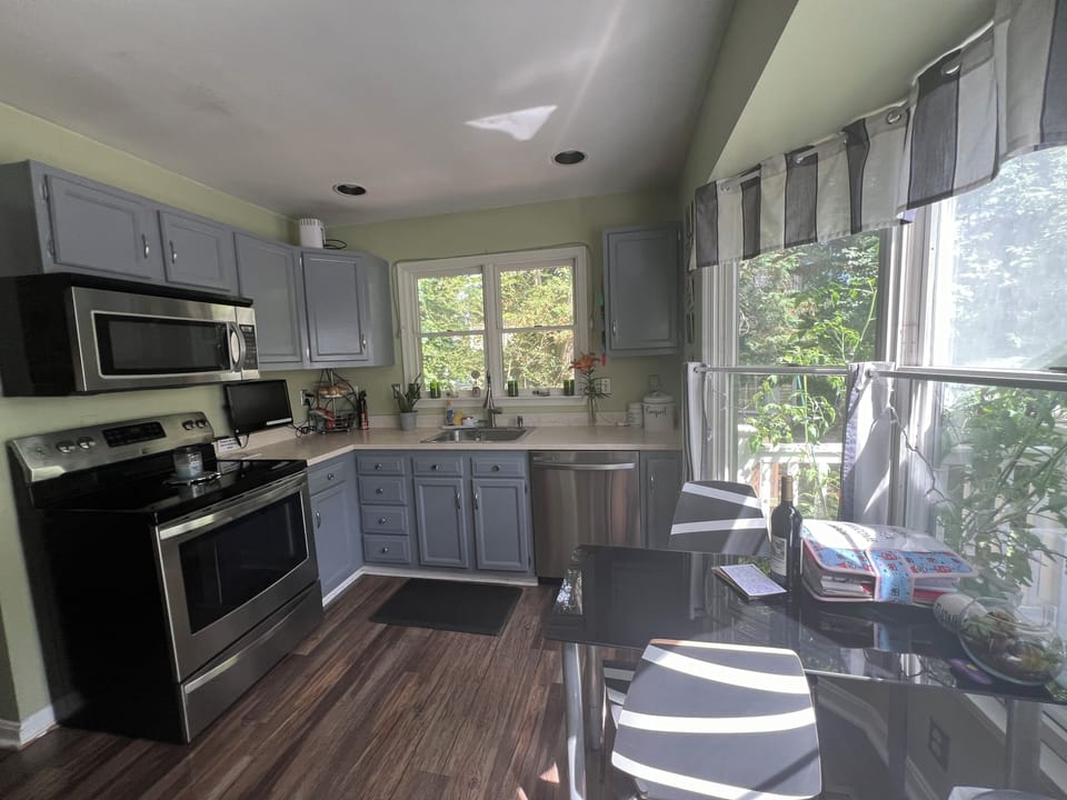sunny kitchen with eating nook