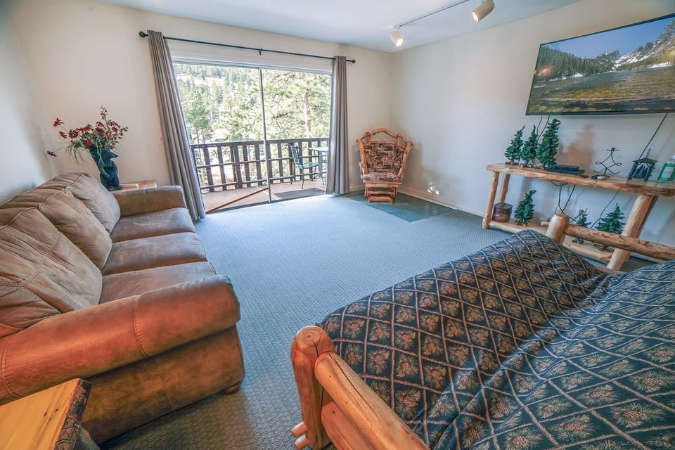 Living Room with Sliders to Deck