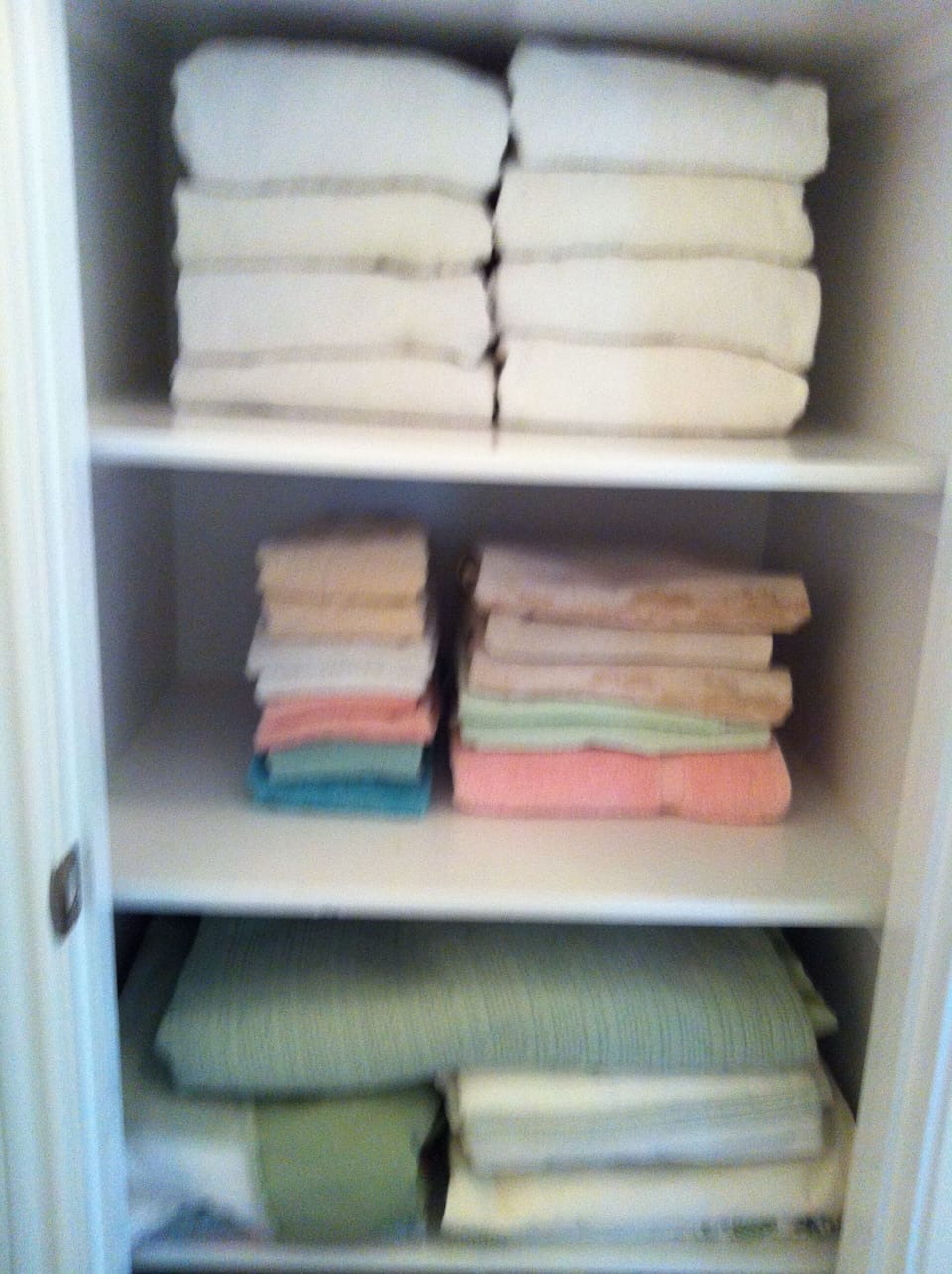 Lots of Linens, blankets, pillows and towels all supplied & organized