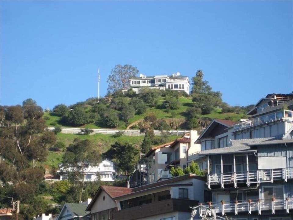 Look directly across to Mt Ada or the Wrigley Mansion from both decks