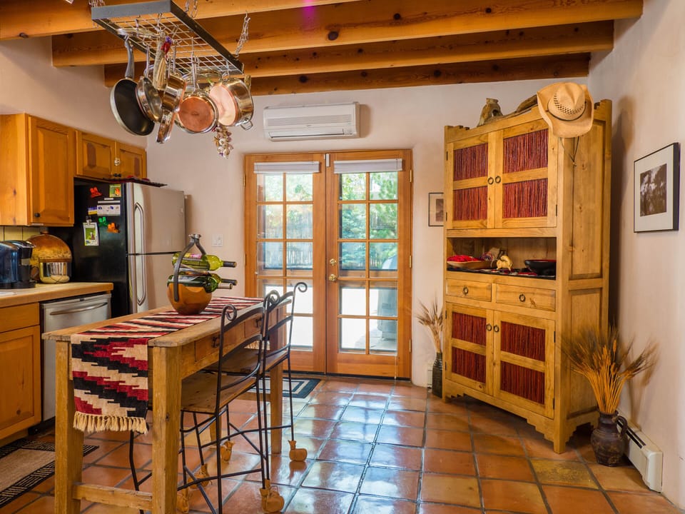 Our new trastero (cupboard) designed by the owners and handcrafted in Taos.