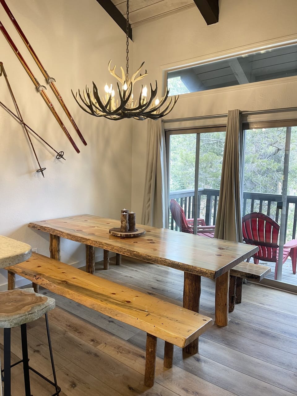 Dining table looking out to patio