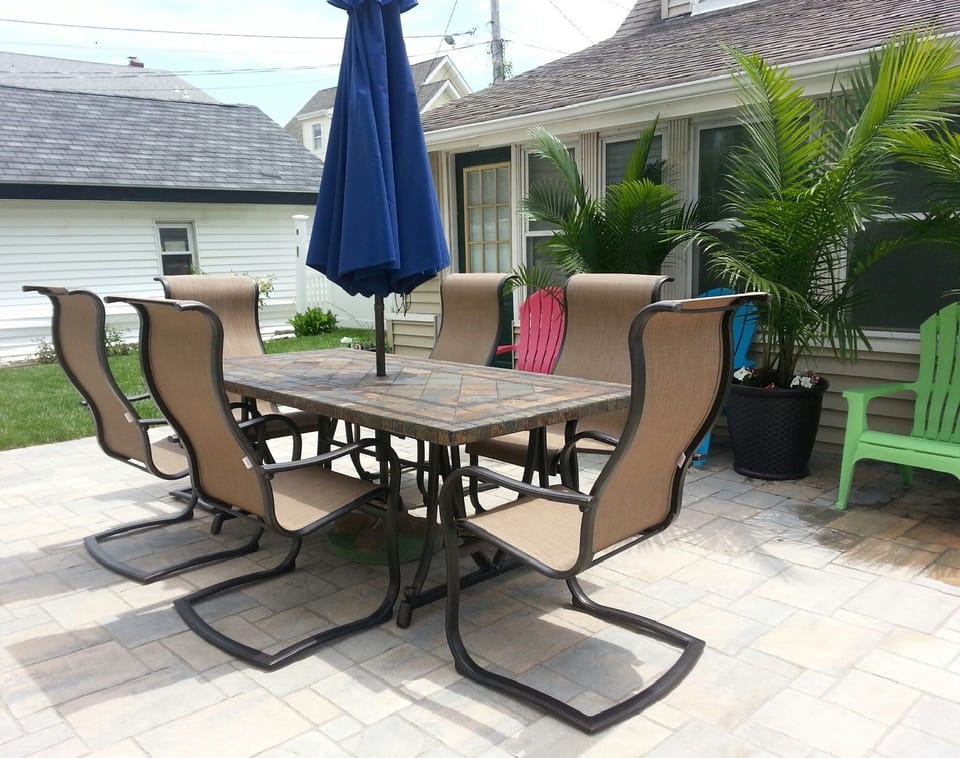Relax on the new paver patio and driveway