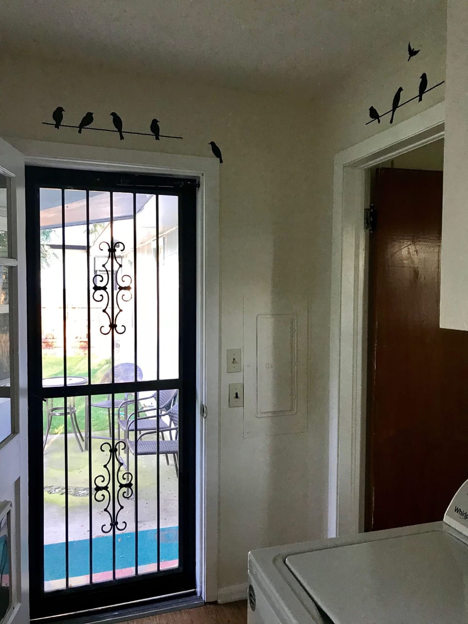 Back door screen, also doggie door to back yard 