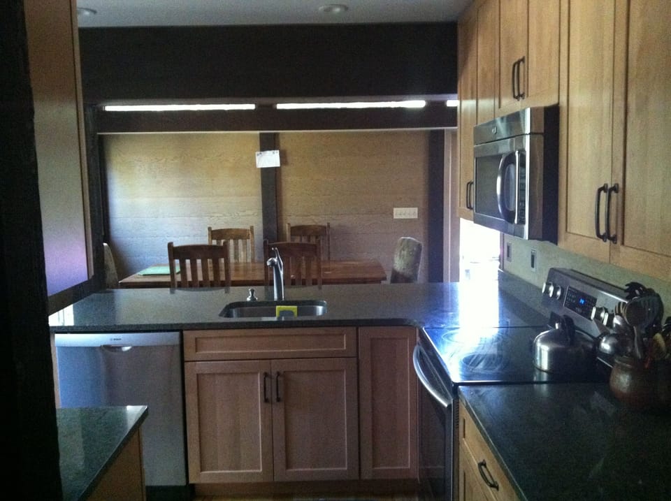 View of dining room from kitchen