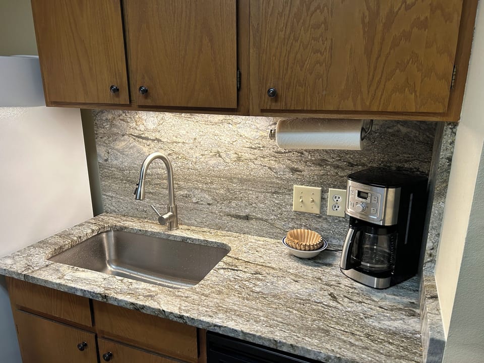 Large deep well sink and coffee maker