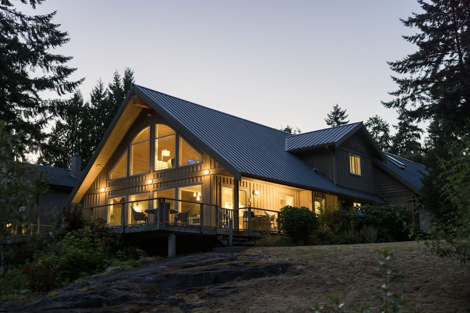 Annex at night. Cosy up to the wood burning stove