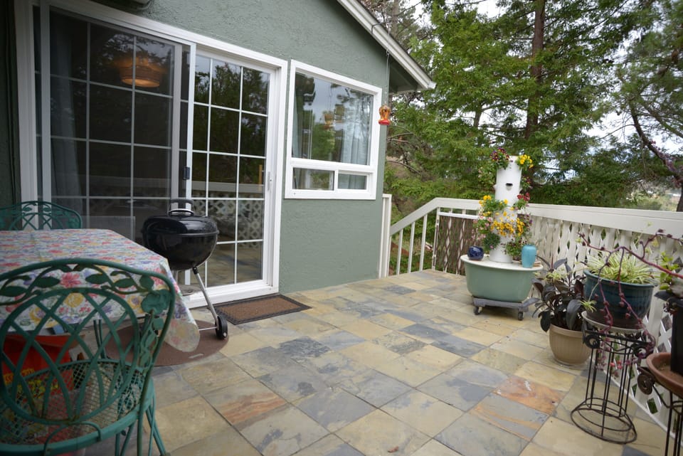 One flight of stairs brings you to the deck and your private entrance.  